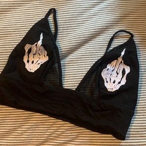 Black Bralette with Skeleton hands